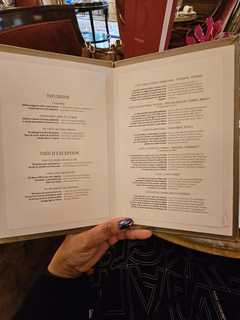 tea time ritz, menu du salon proust, tea time ritz avis, goûter au ritz prix