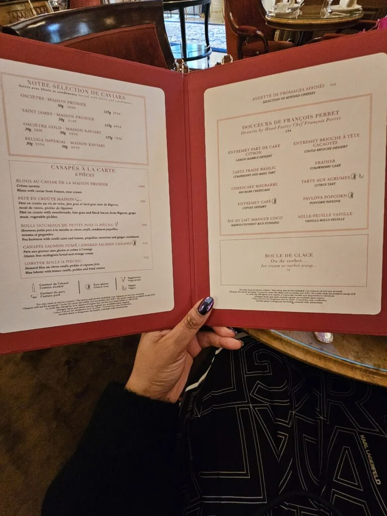 tea time ritz, menu du salon proust, tea time ritz avis, goûter au ritz prix