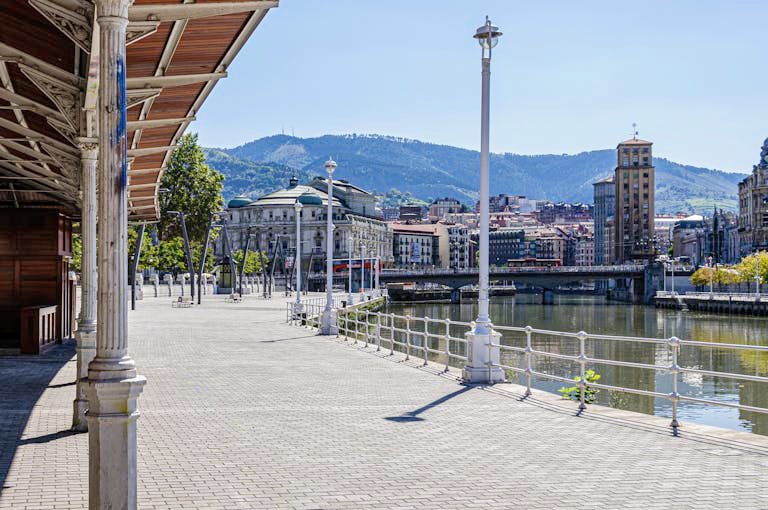 A Bridge and Buildings in Bilbao, Spain