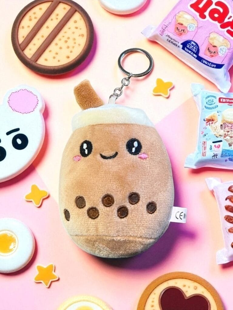 porte clé de sac bubble tea kawai