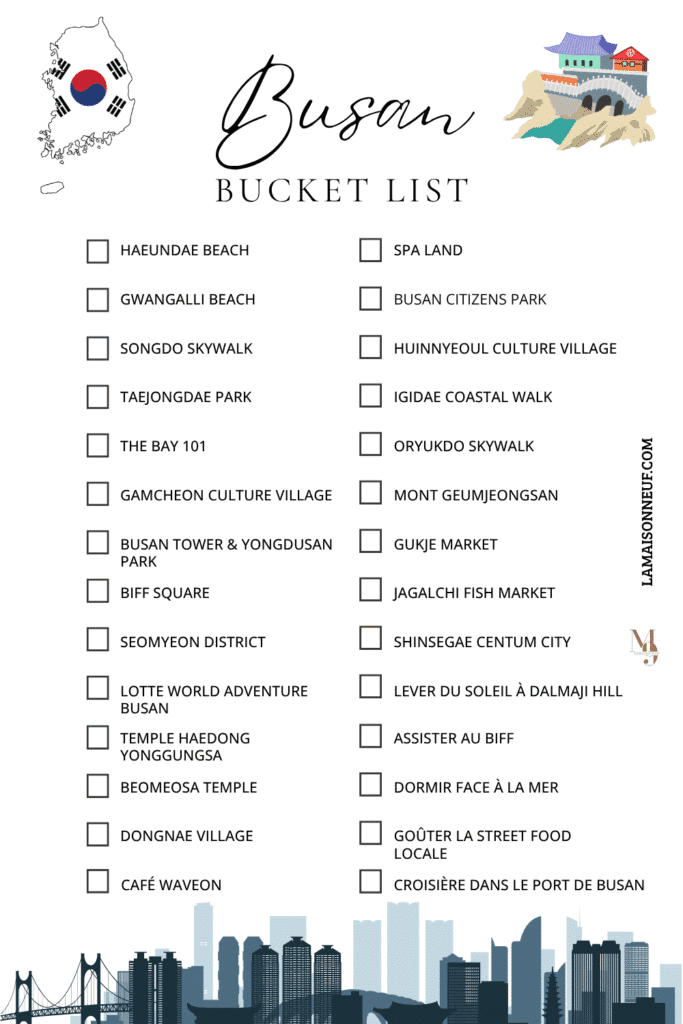 que faire à busan bucket liste