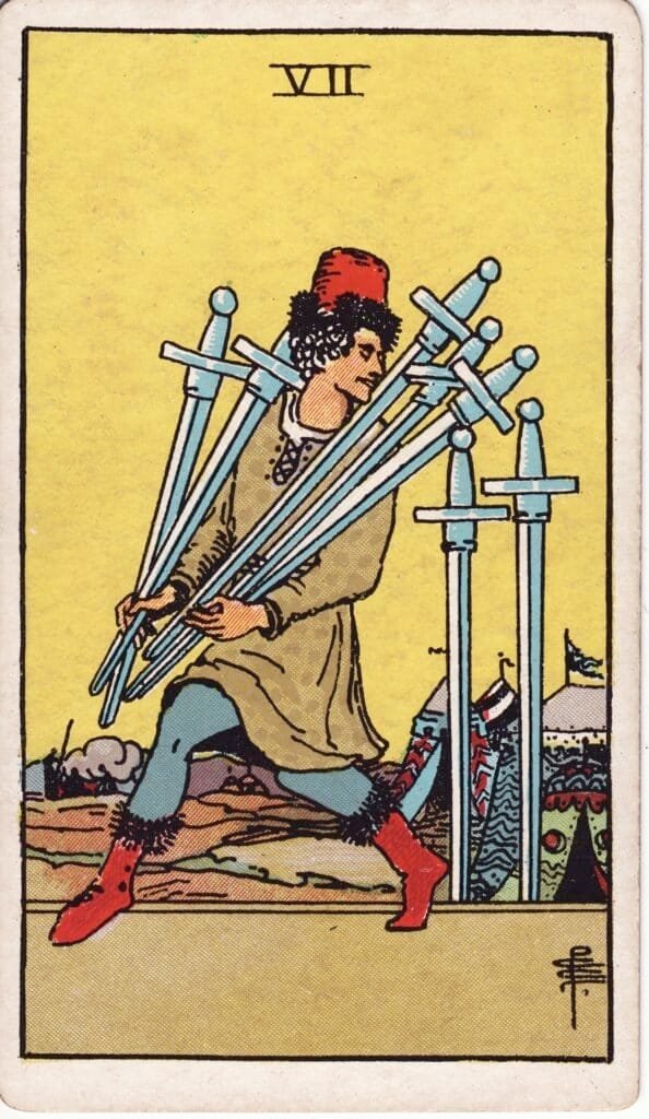 7 d'épées tarot rider waite 1909