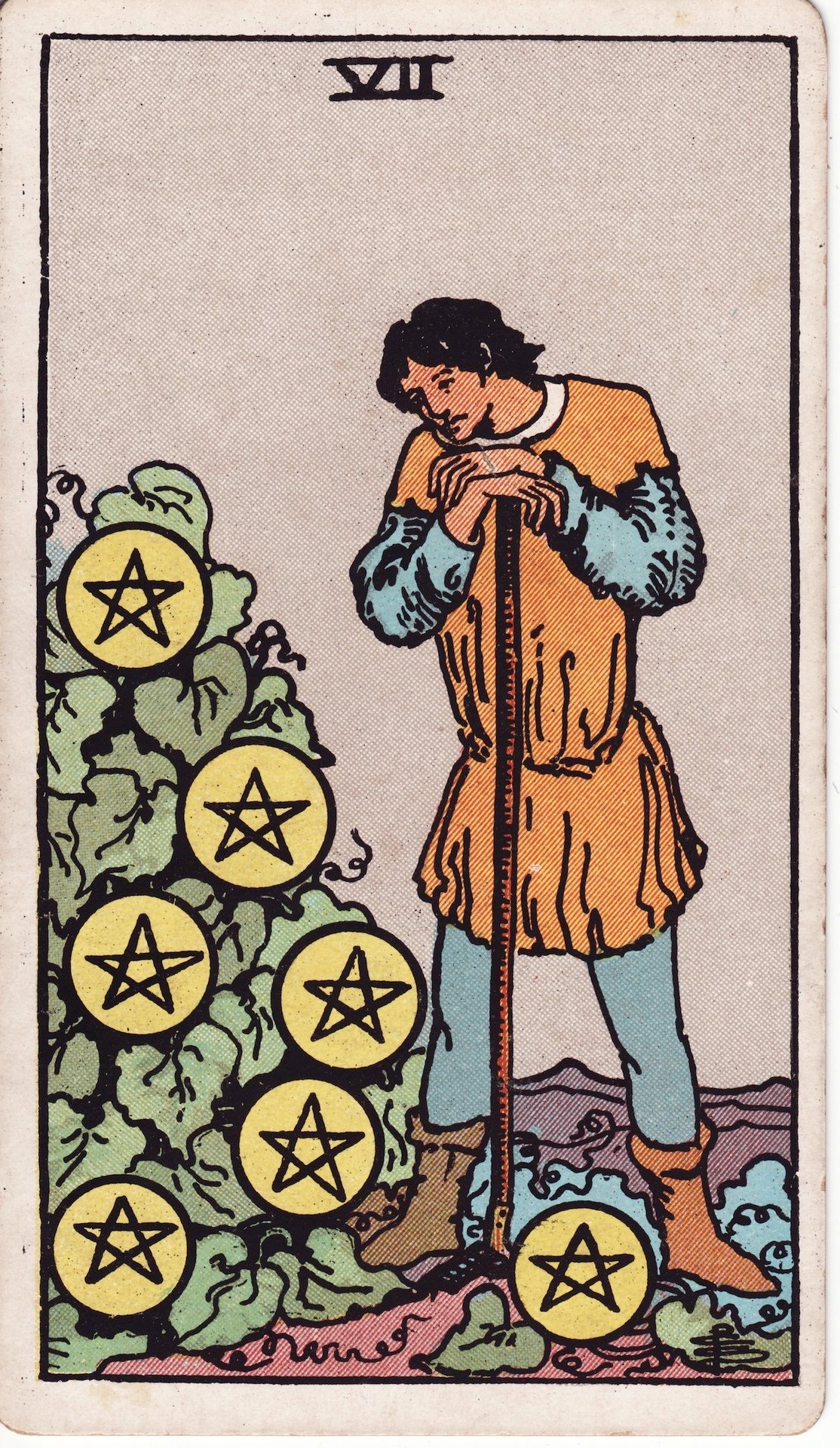 7 de Pentacles — carte du tarot en analogie avec la Nouvelle Lune en Taureau